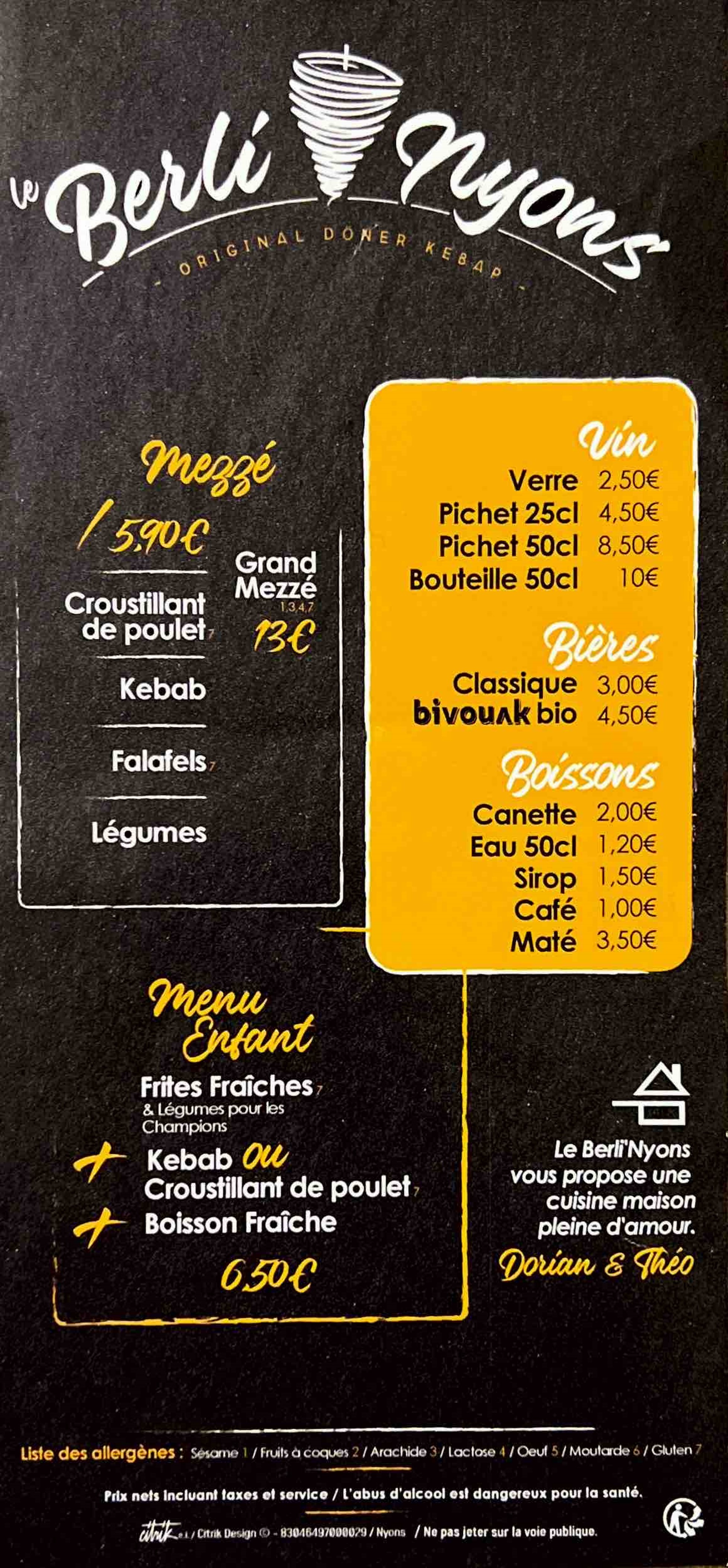 Carte Le Berli'Nyons - Recto